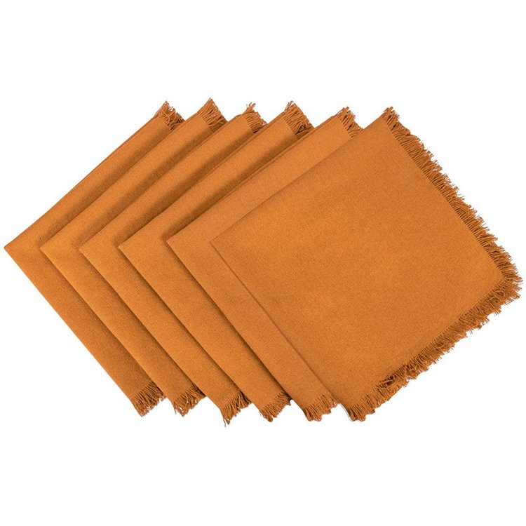 Custom Dinner Party Restaurant Square Linen Frayed Napkin Cloth Linen Wedding Napkins Terracotta