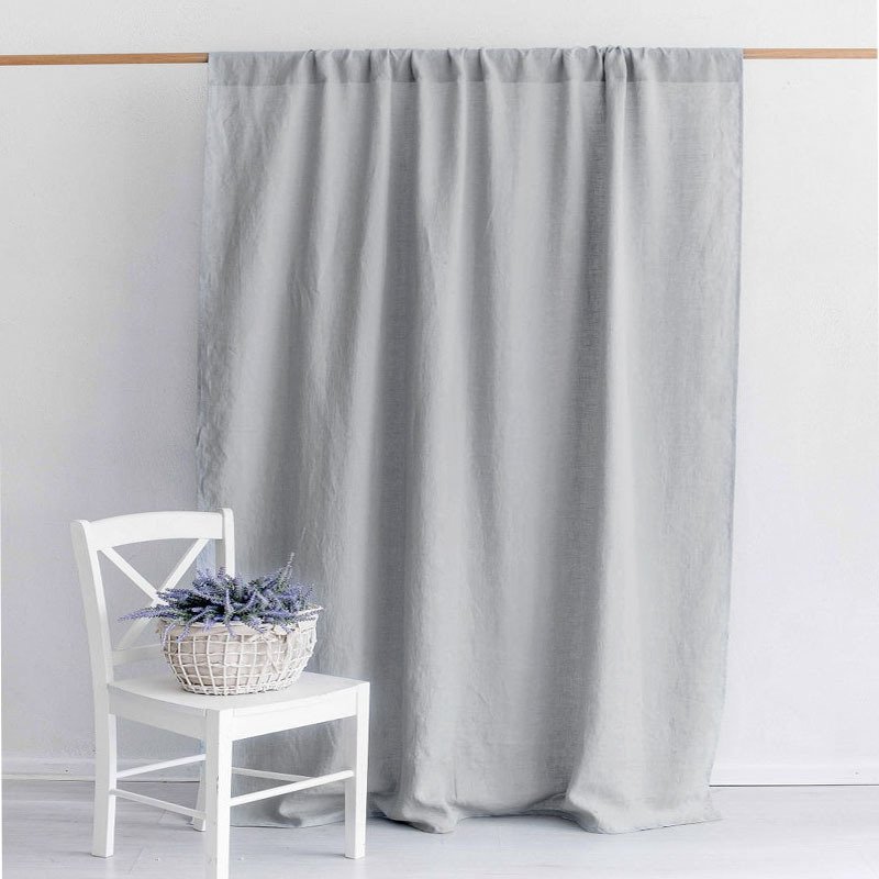 100% Linen Custom Luxury Fabric Gauze Sheer White Flax French Natural Linen Curtain