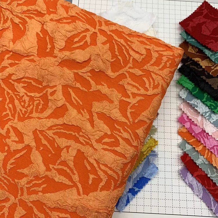 wholesale Polyester 3D embossed jacquard four side elastic fabric geometric abstract jacquard fabric