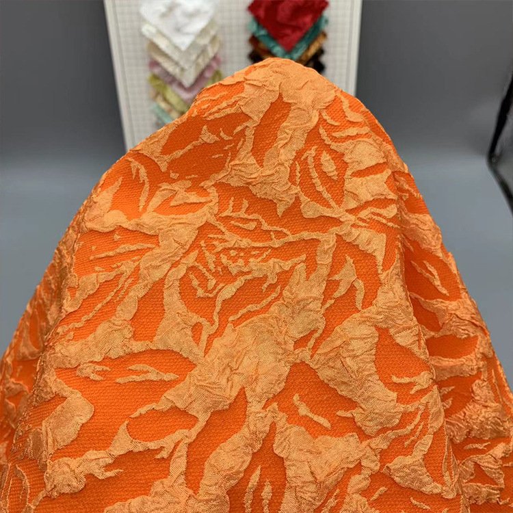 wholesale Polyester 3D embossed jacquard four side elastic fabric geometric abstract jacquard fabric
