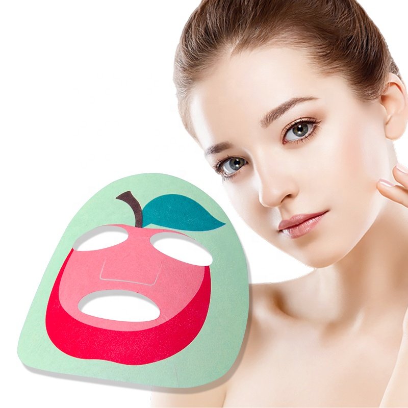 Factory Supply Bamboo Fiber Printed Facial Mask Sheet For Beauty Funny Apple Skin Care Printing Facial Sheet Mask