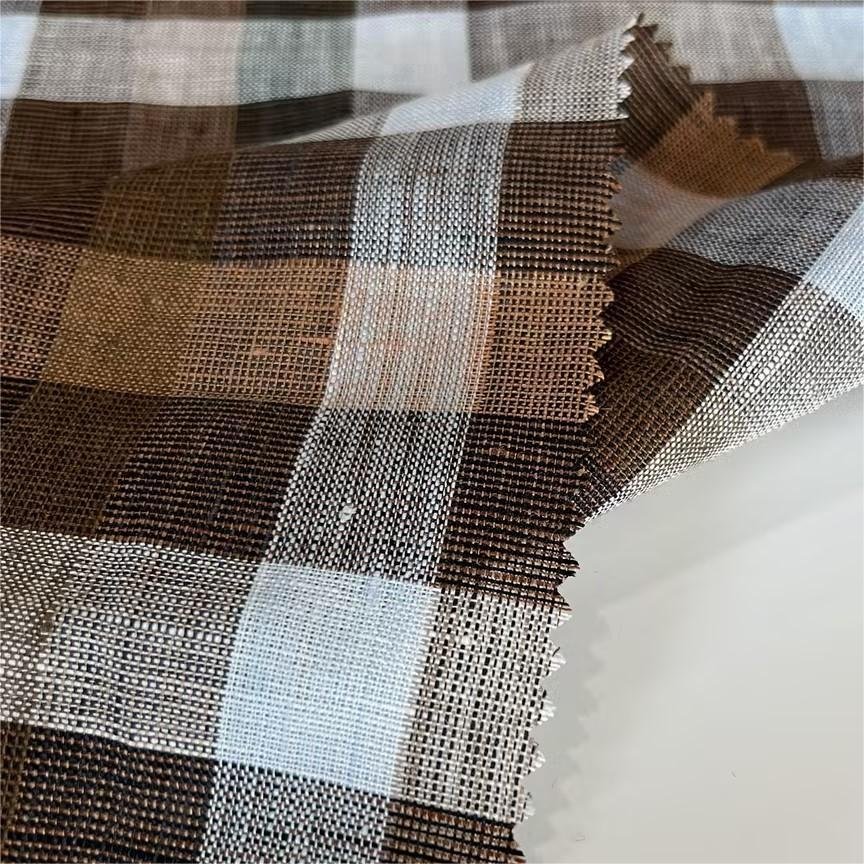 Worldwide Wholesale Custom High Quality Mediumweight Eco-friendly 100%Linen Yarn Dyed Garment Fabric