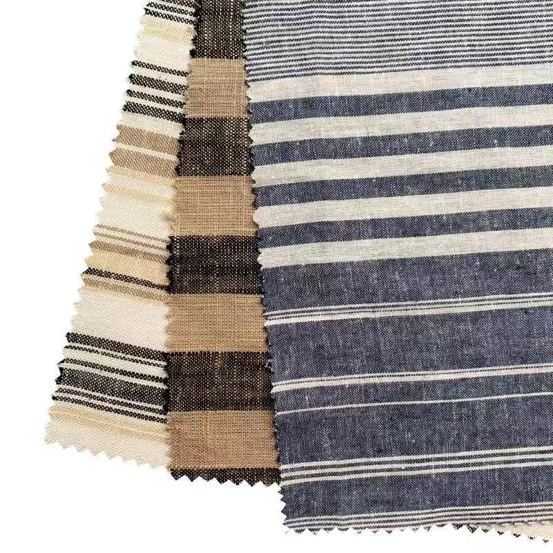 Beautiful Design Elegant Smooth Striped Viscose Linen Printed Fabric