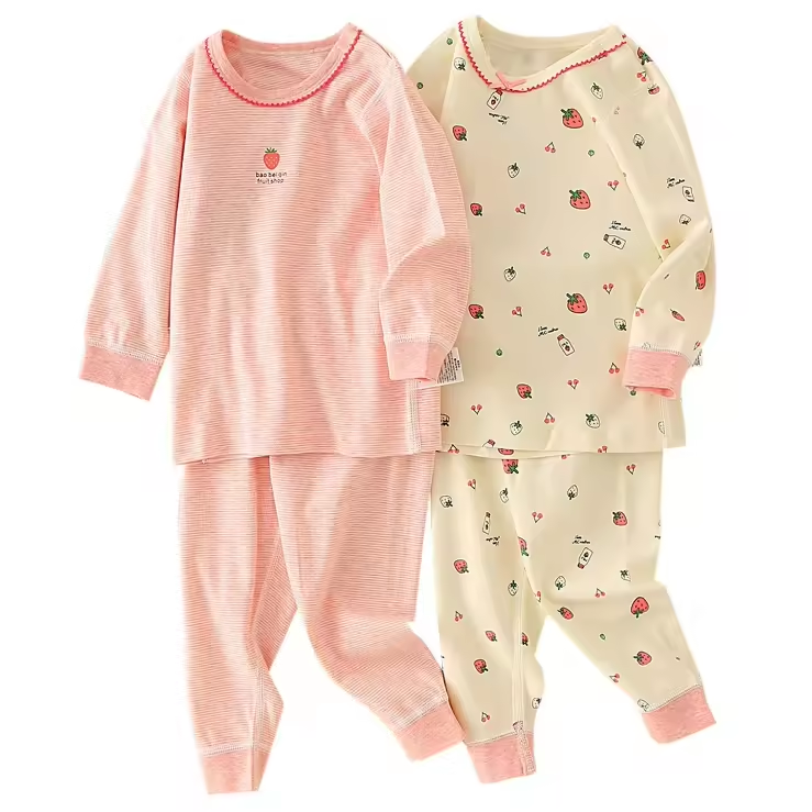 Cotton Autumn Kids Clothes Customization Pattern Wholesale Soft Organic Bamboo Pajamas Children knit Long Sleeve Boy And Girl
