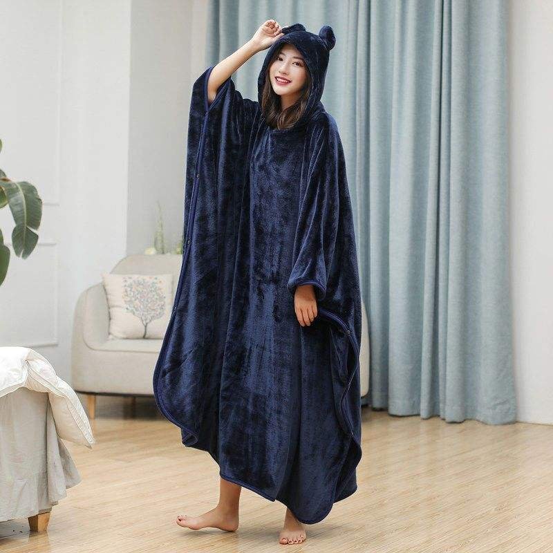 Hot Sale Autumn And Winter Flannel Blanket At Home Lazy Man Shawl Cloak Thickened Blanket