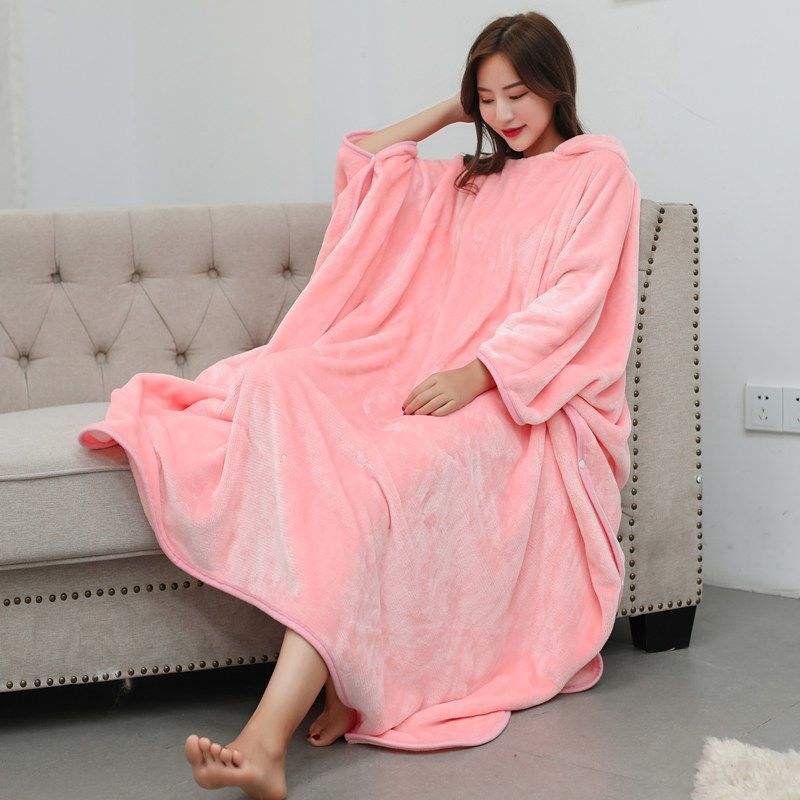Hot Sale Autumn And Winter Flannel Blanket At Home Lazy Man Shawl Cloak Thickened Blanket