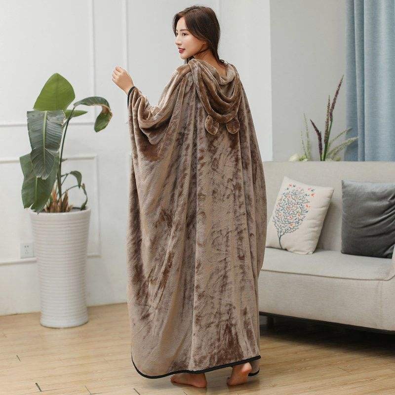 Hot Sale Autumn And Winter Flannel Blanket At Home Lazy Man Shawl Cloak Thickened Blanket