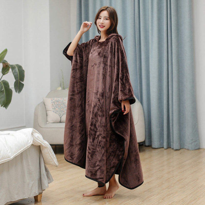 Hot Sale Autumn And Winter Flannel Blanket At Home Lazy Man Shawl Cloak Thickened Blanket
