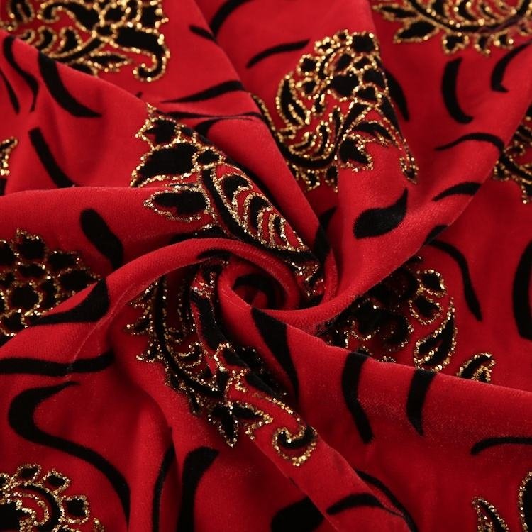 China textile 5000 printed foil velour fashion designer 100%polyester fabric velvet