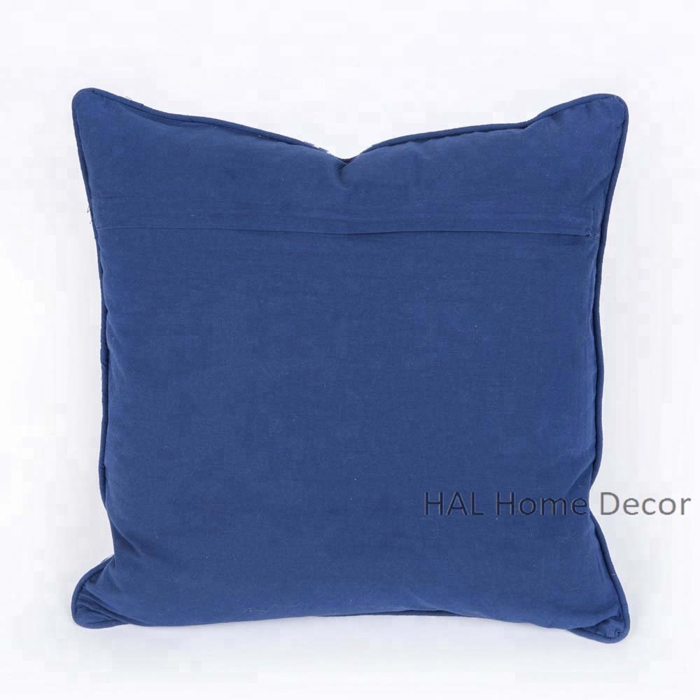 Latest 45x45 Shibori Printed Embroidered Cushion Cover Rich Indigo Cotton Pillow Decorative Plain Style Animal Home Hotel