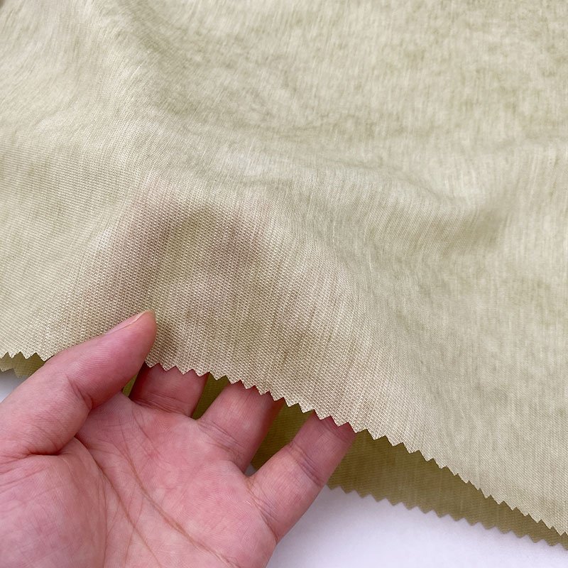 90gsm lightweight transparent twill jacquard texture blended material washed vintage nylon rayon linen fabric