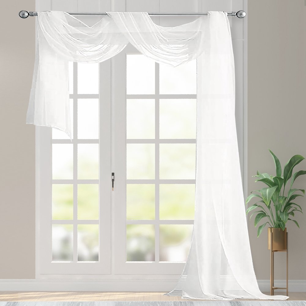 OWENIE white extra long backdrop sheer curtains for wedding event party curtains drapes