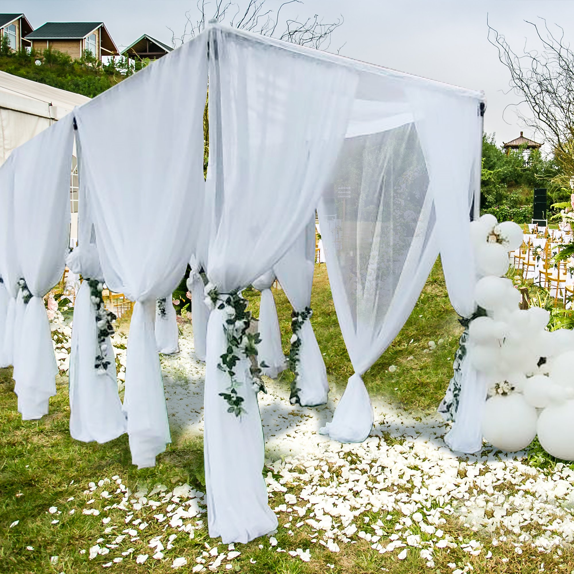 OWENIE white extra long backdrop sheer curtains for wedding event party curtains drapes