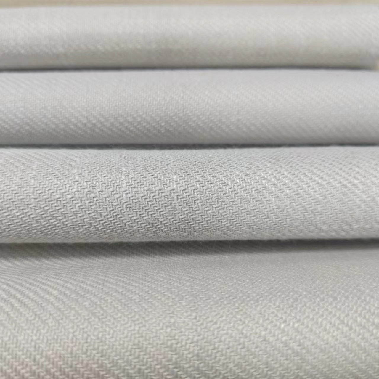 High Quality 100% Polyester Inherently Fire Flame Retardant flocked Faux Linen Blackout Fabric For Curtains