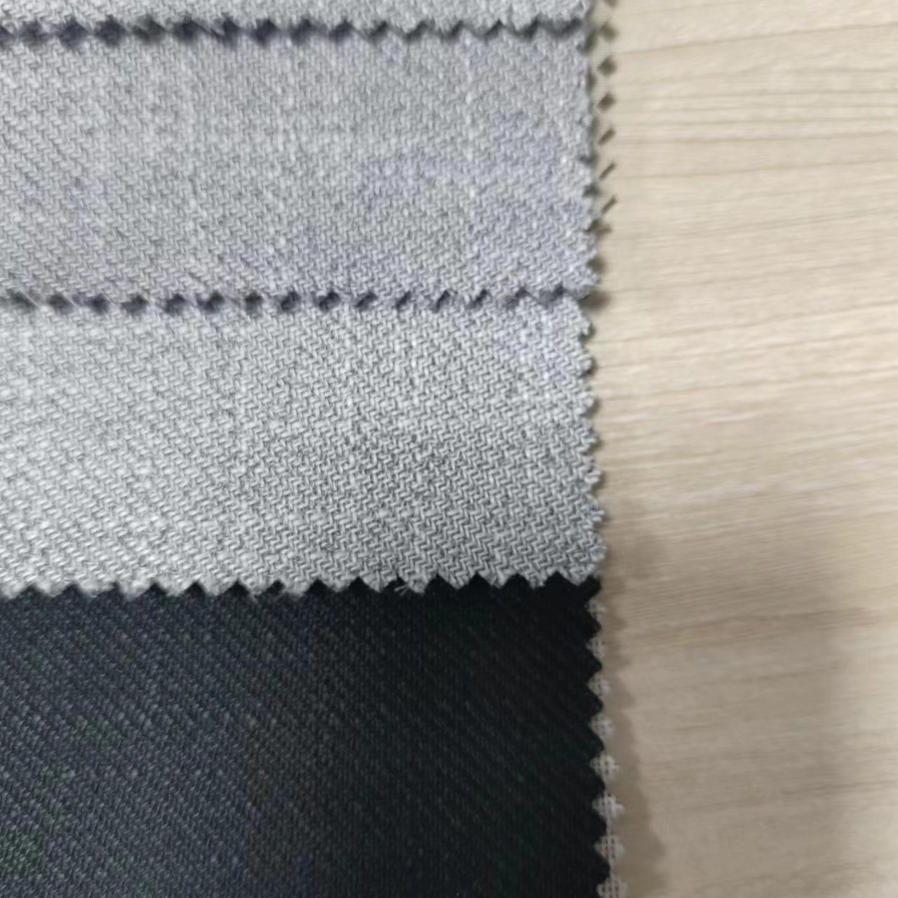 High Quality 100% Polyester Inherently Fire Flame Retardant flocked Faux Linen Blackout Fabric For Curtains