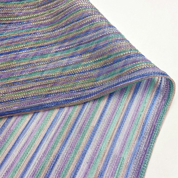 Luxury fancy 100 polyester knit shine metallic foil 85gsm accordion pleated fabric for dresses