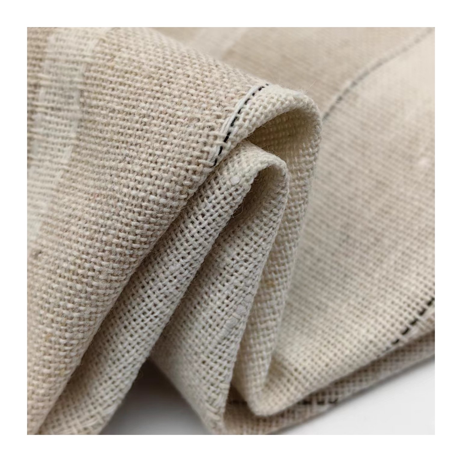 Natural Linen Fabric Beige khaki stripe Fabric Cotton5% Linen10% Rayon30% Poly55% Plain eco-friendly fabric for clothing