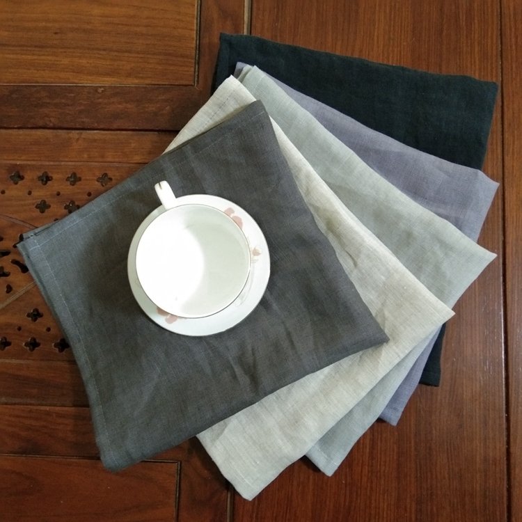 Custom 100% French Linen Table Napkin Stone Washed Linen Napkins