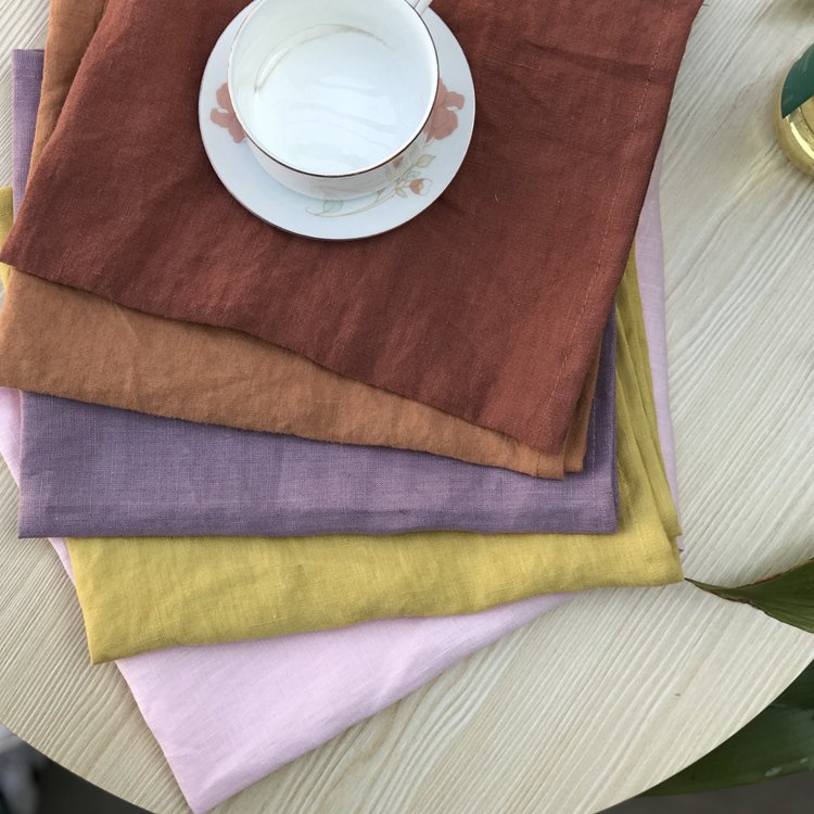 Custom 100% French Linen Table Napkin Stone Washed Linen Napkins