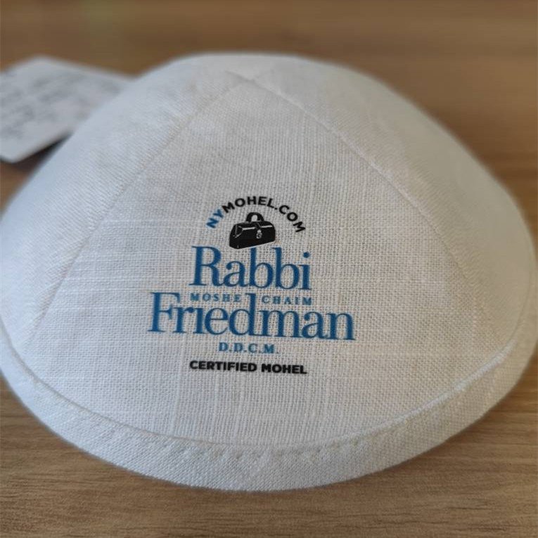 Belief Wholesale Kippah Jewish Kippot Custom Logo Yarmulke Jewish Cotton Linen Kippah Hat For Celebrating