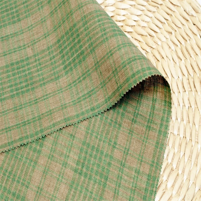 #8590 Sample order plaid check linen fabric lattice yarn-dyed checked linen fabric for shirt dress garment material