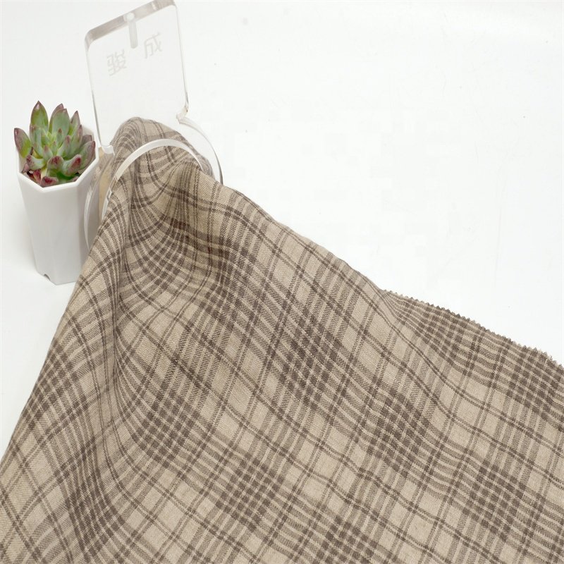 #8590 Sample order plaid check linen fabric lattice yarn-dyed checked linen fabric for shirt dress garment material