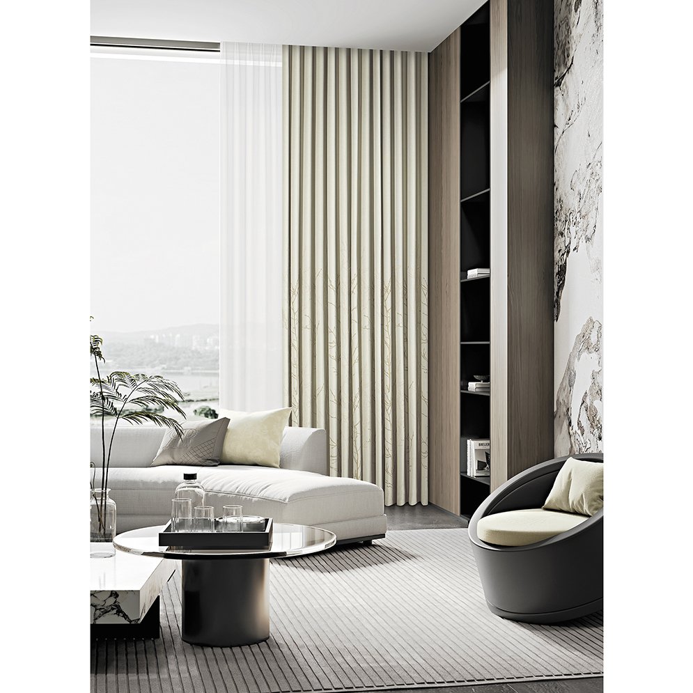 Nice Durability Wholesale Chinese Style 3D Embroidered Floral Double Layer Sun Shader Window Curtains For The Bed Room