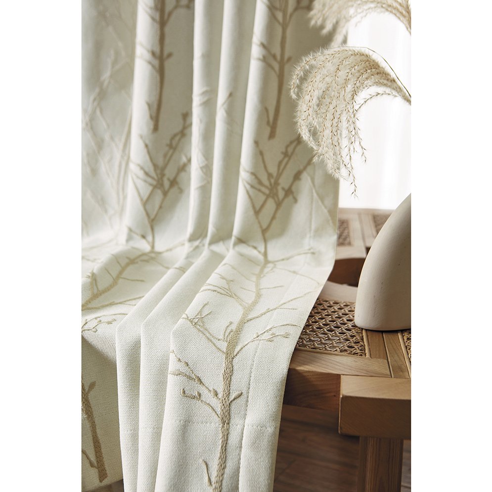 Nice Durability Wholesale Chinese Style 3D Embroidered Floral Double Layer Sun Shader Window Curtains For The Bed Room