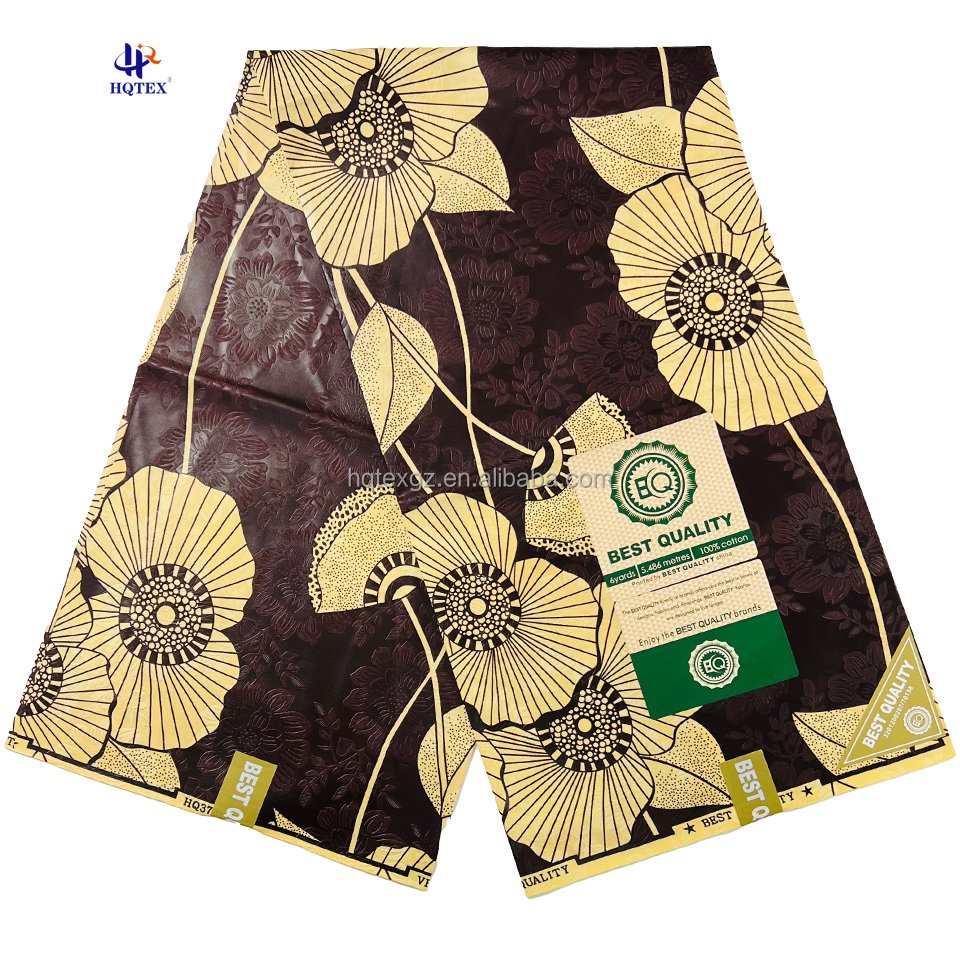100% Polyester African Fabrics Wax 3D Embossed Printed Wax Print Fabrics for Cloth