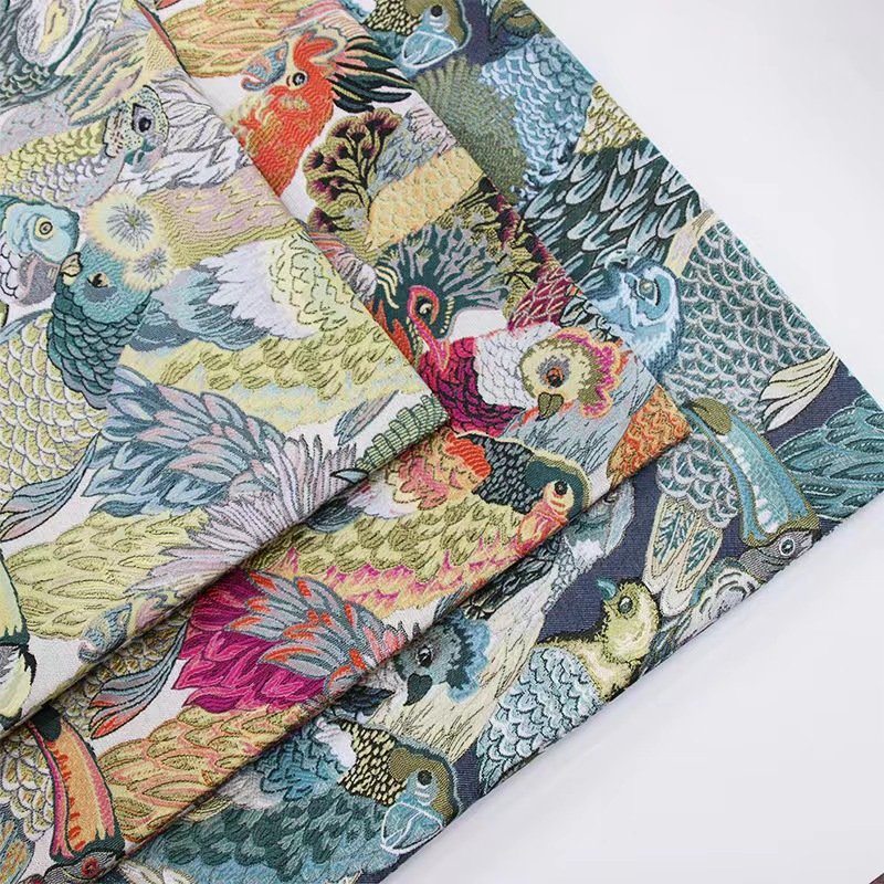 FACTORY DIRECT SALE THREE DESIGN PARROT JACQUARD BROCADE FABRIC FOR PILLOW CASE OR WOMEN FORMAL DRESS MAKING