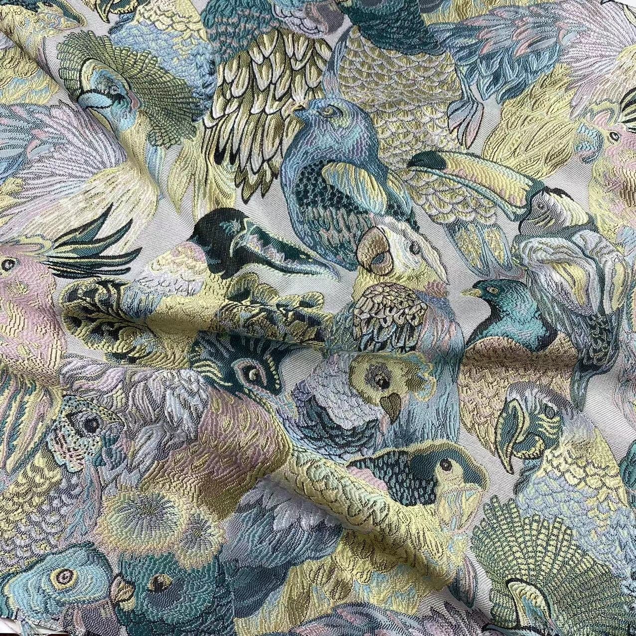 FACTORY DIRECT SALE THREE DESIGN PARROT JACQUARD BROCADE FABRIC FOR PILLOW CASE OR WOMEN FORMAL DRESS MAKING