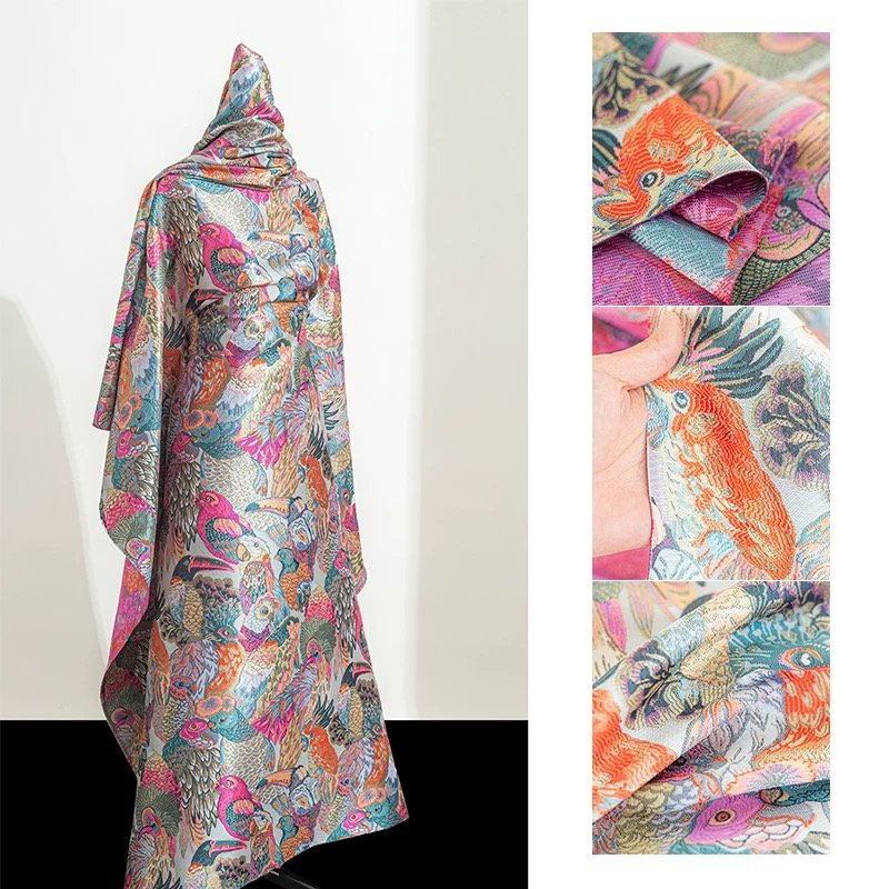 FACTORY DIRECT SALE THREE DESIGN PARROT JACQUARD BROCADE FABRIC FOR PILLOW CASE OR WOMEN FORMAL DRESS MAKING