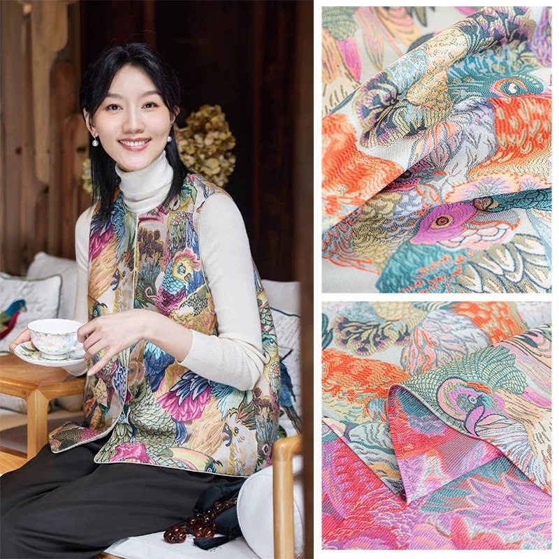 FACTORY DIRECT SALE THREE DESIGN PARROT JACQUARD BROCADE FABRIC FOR PILLOW CASE OR WOMEN FORMAL DRESS MAKING