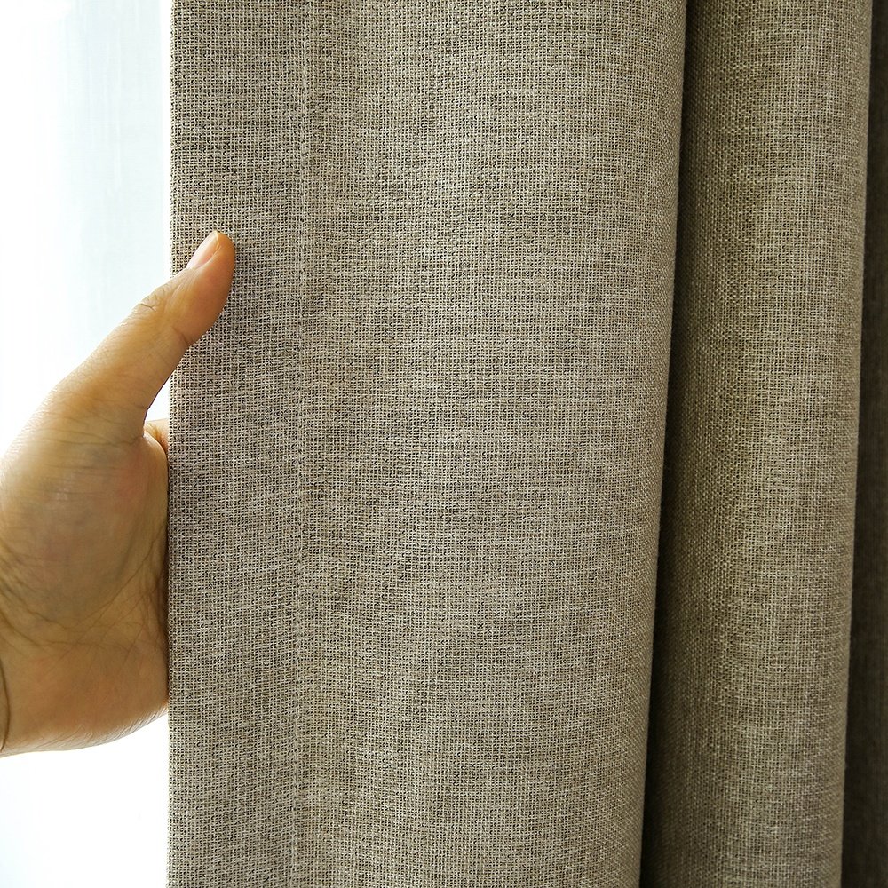 Ready made window Curtains Blackout 100%polyester linen fabric for living room