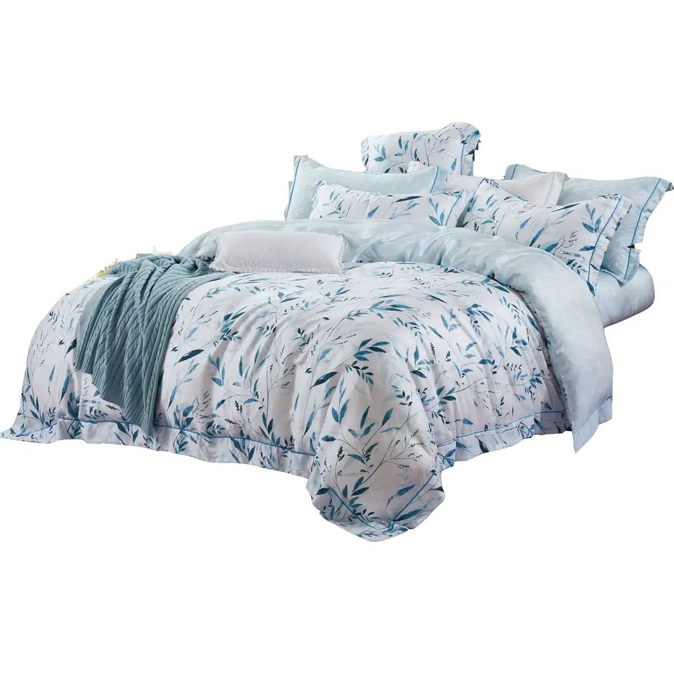 KOSMOS Simple Four-Piece Plaid Bed Sheet Quilt Cover Pillowcase Student Bed Linen Washed Cotton Bed Set
