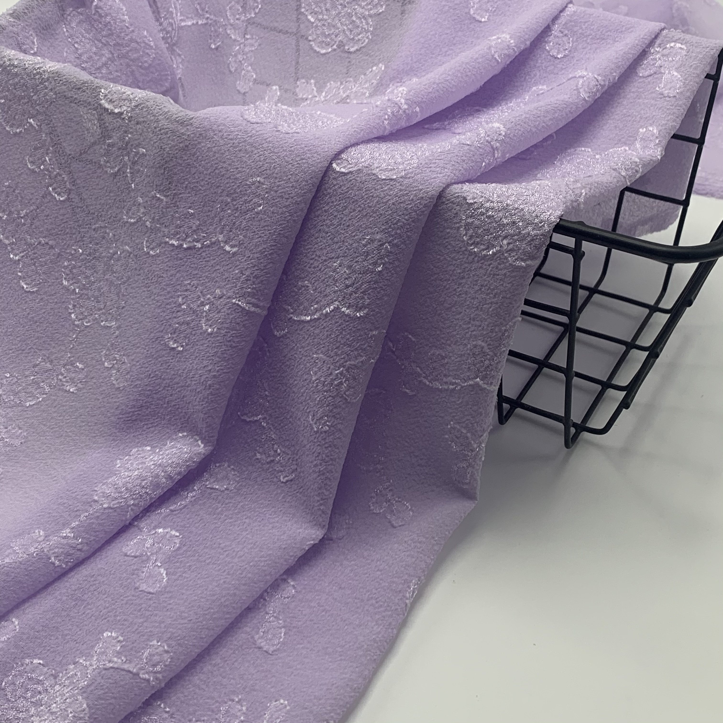 wholesale 3D cut flower chiffon printed fabric plaid jacquard chiffon fabric for dress shirt skirt