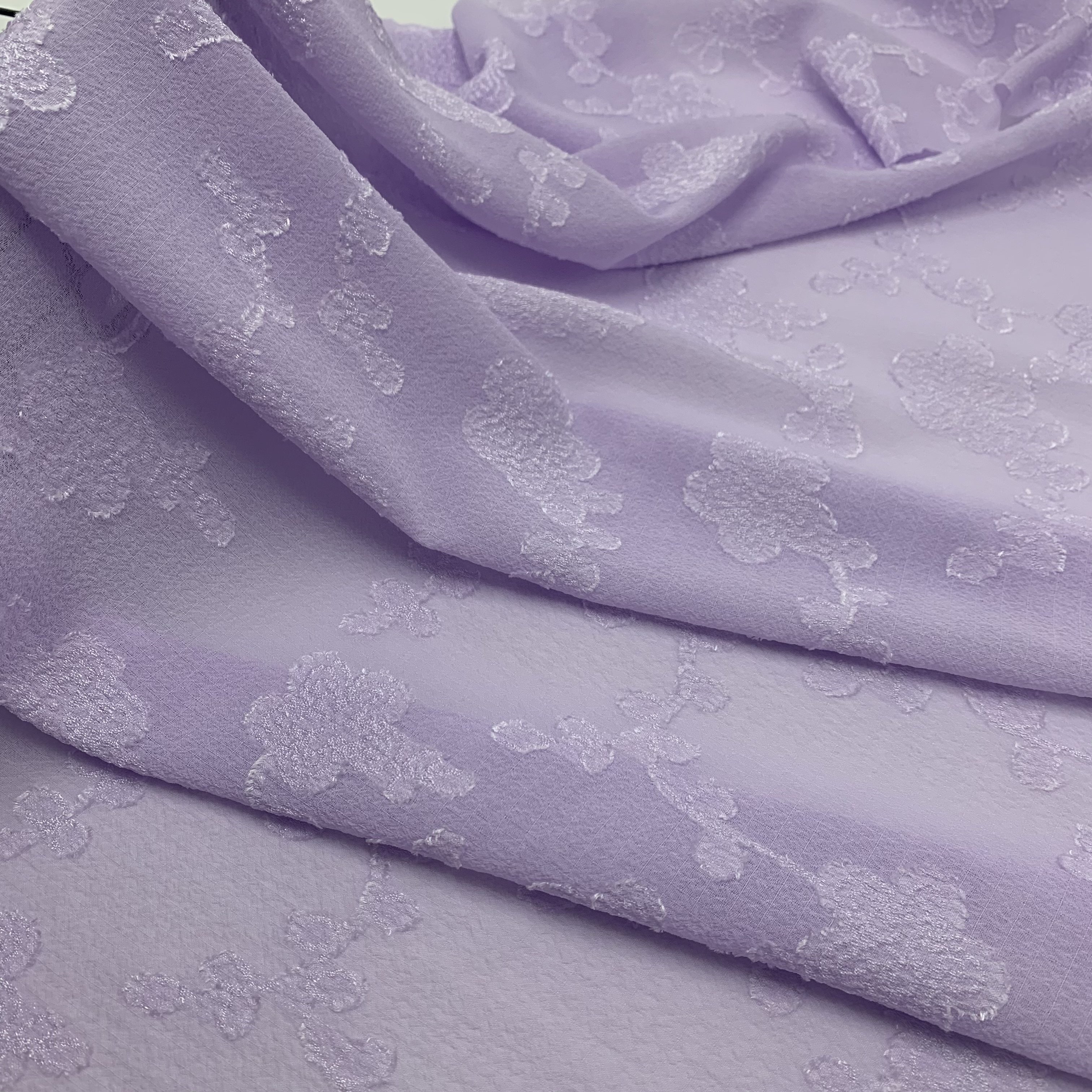wholesale 3D cut flower chiffon printed fabric plaid jacquard chiffon fabric for dress shirt skirt