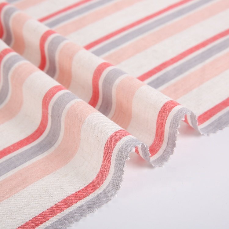 Fashion popular beautiful 100% linen fabric woven yarn dyed stripe fabrics for women dresses