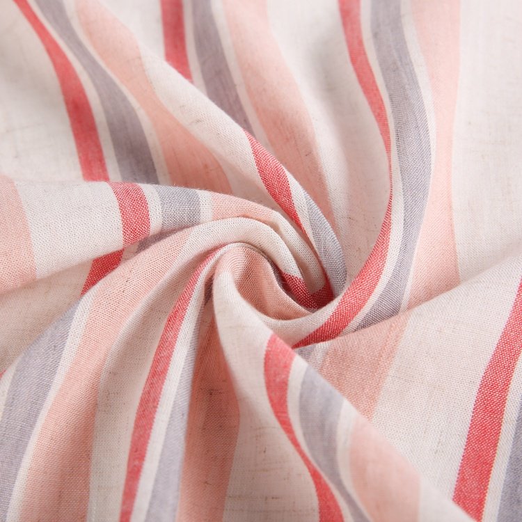 Fashion popular beautiful 100% linen fabric woven yarn dyed stripe fabrics for women dresses