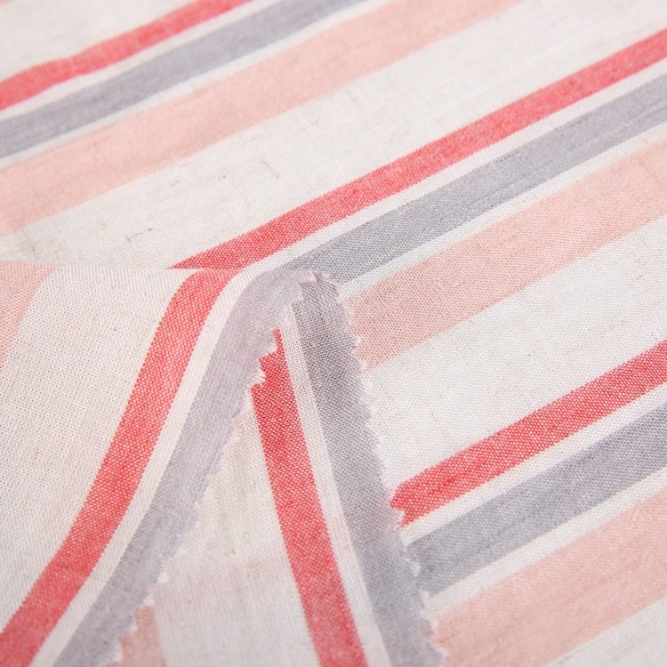 Fashion popular beautiful 100% linen fabric woven yarn dyed stripe fabrics for women dresses