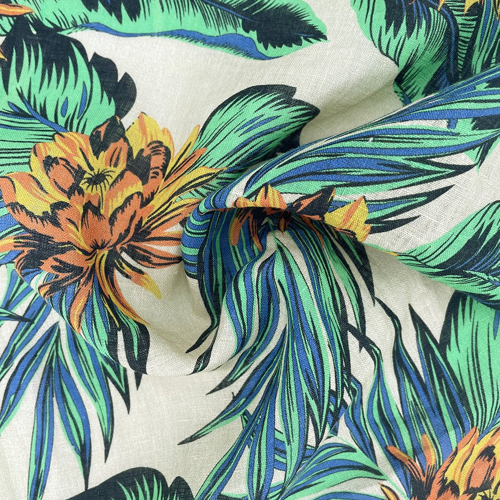 Factory sale Custom Design Classical Digital Printed 100% Linen Fabric for T-shirts