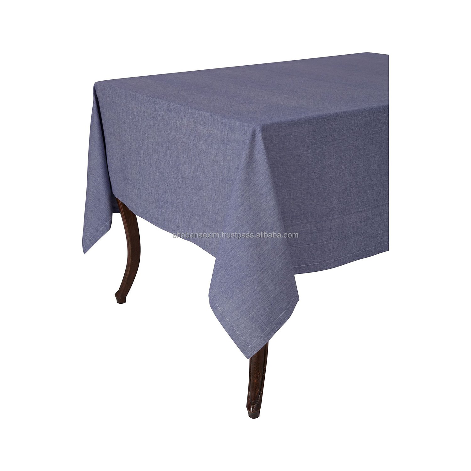 Chambray Bio Wash High Quality 100% Cotton Blue Round Table Cloth Cotton Dining Table Cloths Top Selling Customized Table Cloths