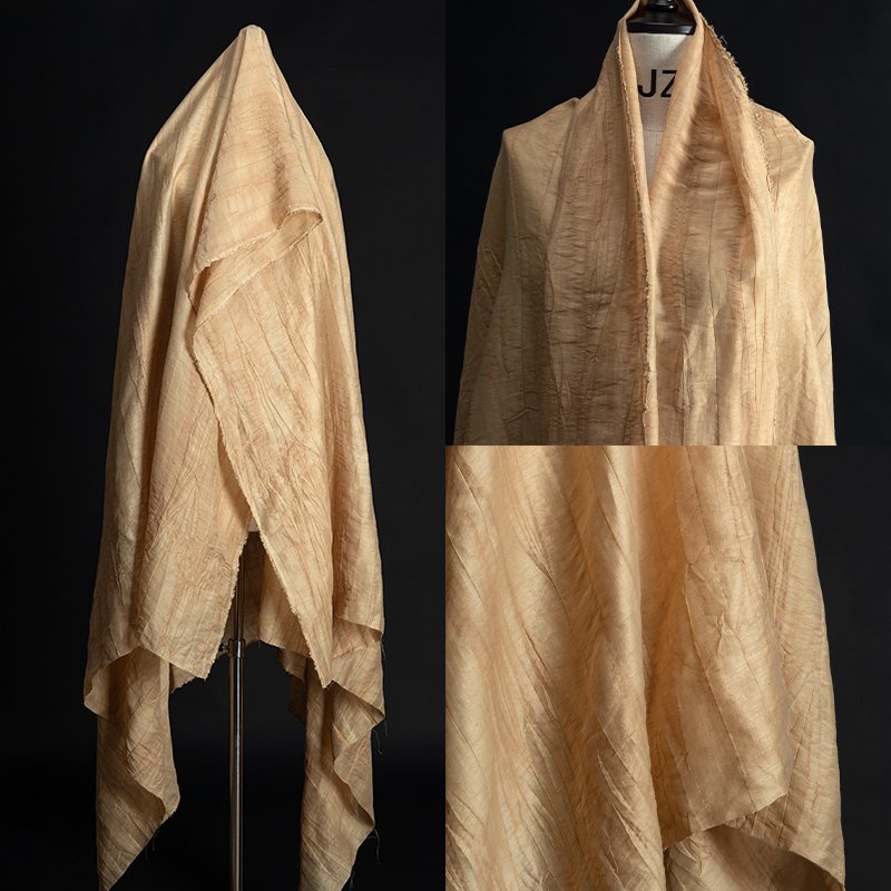 Creased recycled cotton linen fabric plant dyed vintage ruffled shirt dress bag creative clothing fabric