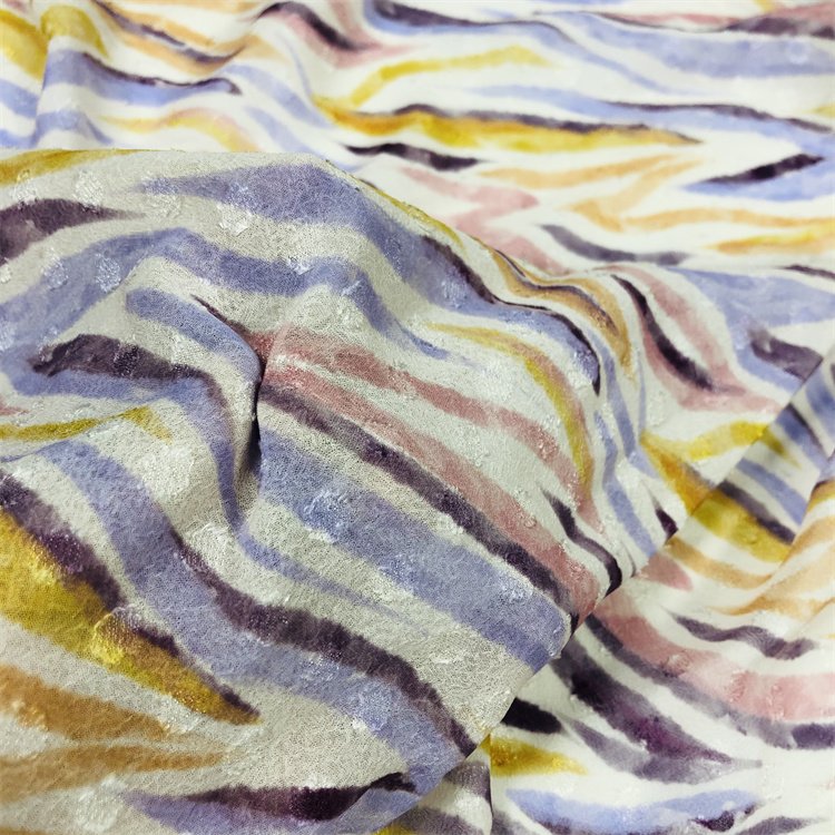 Polyester jacquard polka dot chiffon fabric/polyester burn out polka dot chiffon for fashion/polka dot design jacquard chiffon