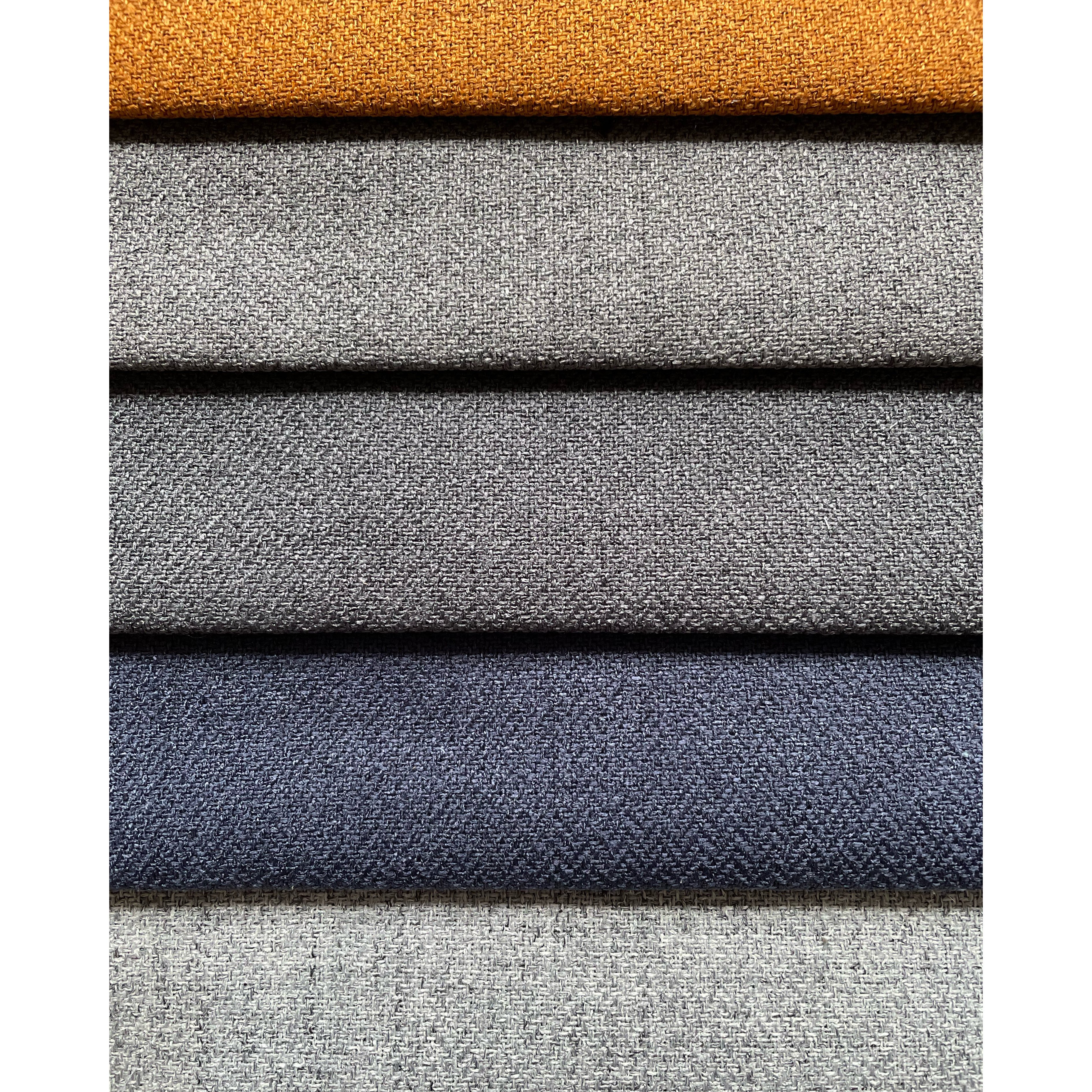 Free Sample NINA Cheap 100% Polyester Sofa Fabric Herringbone Linen Upholstery Faux Linen Rolls