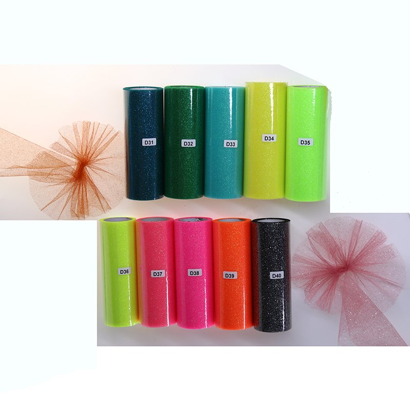 100% Polyester Fabric Tulle Rolls for Tutu Dress Rainbow Glitter Tulle Roll 6 Inch Tulle Fabric Roll