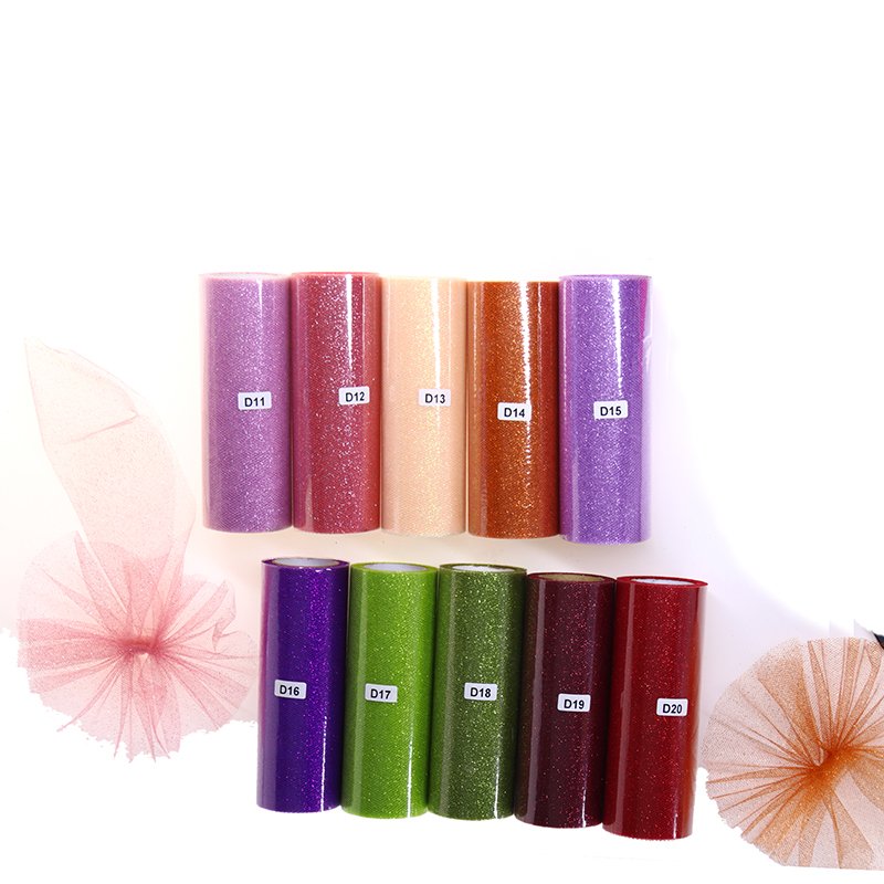 100% Polyester Fabric Tulle Rolls for Tutu Dress Rainbow Glitter Tulle Roll 6 Inch Tulle Fabric Roll