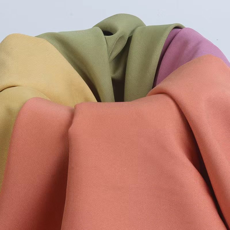 China fabric supplier 450gsm twill woven polyester 150d double layer four way stretch fabrics for suit and trousers