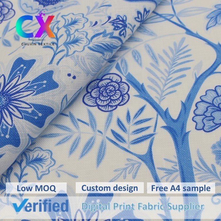Wholesale Custom Design 145gsm Digital Printed Floral Woven 100% Linen Plain Fabrics for Clothing
