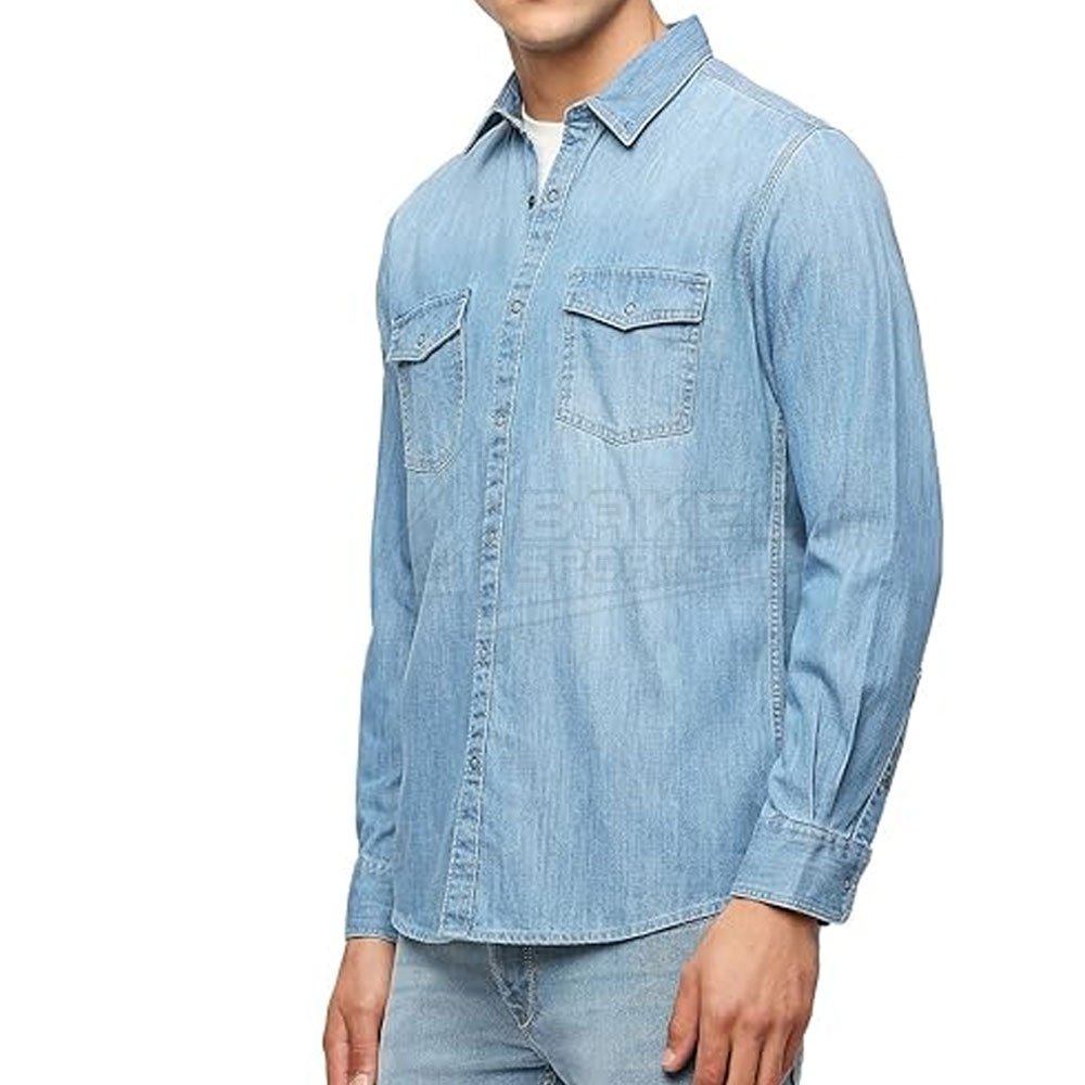 Best Men's Jeans Shirts 100% Cotton Quick Dry Long Length Soft Knitted Fabric for Adults Wear